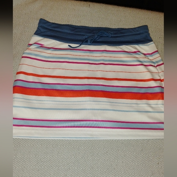 Striped Grand Slam Active Skort with Blue Waistband, And Tie Front. Sz Med - Picture 1 of 6
